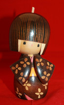 Japanese Creative Sosaku Wooden Kokeshi Doll Kosode Signed by Tomio Kimo... - $29.83