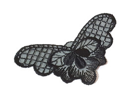 5 pcs Black Butterfly Lace Patch motif Applique 4&quot;x 3&quot; A1 - £4.78 GBP