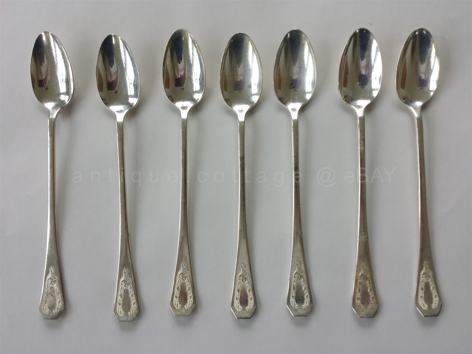 Primary image for antique BROOKLAWN PLATE SILVERPLATE FLATWARE 7pc ICED TEA SUNDAE SPOONS