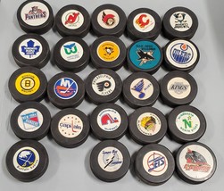 Circa Early 1990s Trench NHL John Ziegler Logo Puck Near Complete Set of 24 - £198.79 GBP