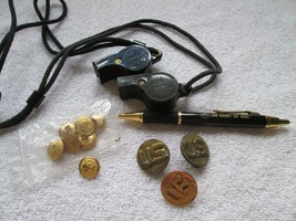 U. S. whistles, two, LCI &amp; JGB, three U.S. pinbacks, seven US Border Patrol butt - £18.81 GBP