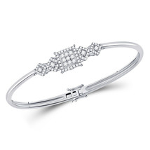 14kt White Gold Womens Round Diamond Fashion Cluster 5-stone Bracelet 3/4 Cttw - $1,602.51