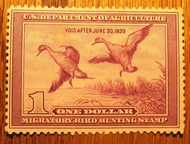 US Department of Agriculture Migratory Bird Hunting Stamp void date of 6-30-1939 - £31.86 GBP
