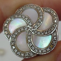 Mother of Pearl &amp; Diamond Pendant Stamped 9.25 CNA Thailand Weighs 10.5 Grams - £194.21 GBP