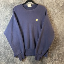 Vintage Lee Sweater Mens Large Dark Blue USA 95 Cotton Cross Grain Crewneck - $13.53