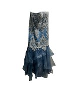 Beaded Embroidered Long Ballgown Dress Slate Blue Size 14 New - $423.16 CAD