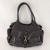 Cole Haan Pebbled Leather Satchel Very Dark Brown Gold Hardware 14x9x5&quot; - €47,75 EUR