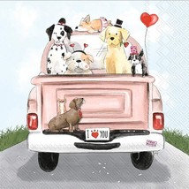 IHR 3-Ply Paper Napkins, 20-Count Cocktail Size, Valentines Pup Truck - £6.62 GBP