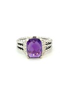David Yurman Amethyst Diamond Ring Size 5.5 Sterling Silver Estate DY651 - €415,28 EUR