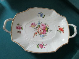 ANTIQUE TRAY TWO HANDLE IRONSTONE HAND PAINTED GERMANY  [B35] - $124.73