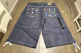 Vtg NWT Sz 42 Koman Denim Blue Jeans Shorts Embellished Pockets Y2K Hip Hop - £39.41 GBP