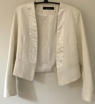 Zeitgeist White Tuxedo Style Cropped Blazer Work Formal Jacket 6 36 XS-S - $564.31 MXN