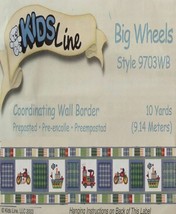 KIDSLINE BIG WHEELS FIRETRUCKS CYCLES 30 FT  WALL BORDER NEW - $17.90