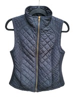 Adrienne Vittadini Quilted Vest Medium Womens Black Full Zip Pockets Fall Winter - £14.83 GBP