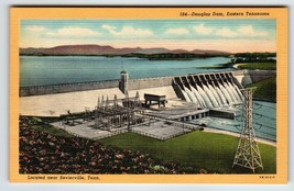 Douglas Dam Eastern Tennessee Postcard Linen Unposted Sevierville Curt Teich - £14.45 GBP