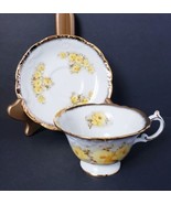Yellow Rose Pattern 6 oz. Tea Cup &amp; Saucer Set White with Gold Rim - $35.69 CAD