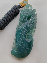 Icy Ice Bluish Green Natural Jadeite Jade Double Dragon Pendant # 294.85 carat # - £5,316.52 GBP