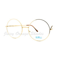 Super Oversized Round Circle Frame Clear Lens Glasses - £8.55 GBP