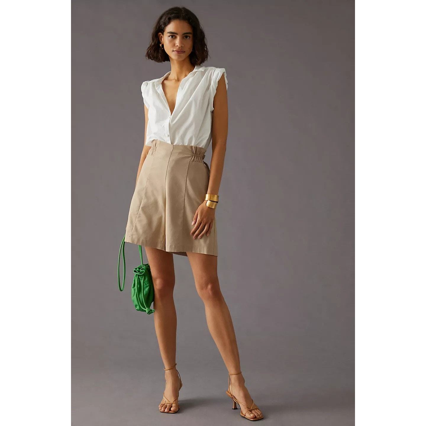   New Anthropologie Mon Renn Quinn Shorts $149 SIZE 4 Cotton Linen Draws... - $54.00