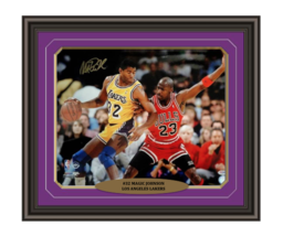 Magic Johnson Signed &amp; Framed Lakers 16x20 PSA/DNA COA Michael Jordan Autograph - £321.27 GBP