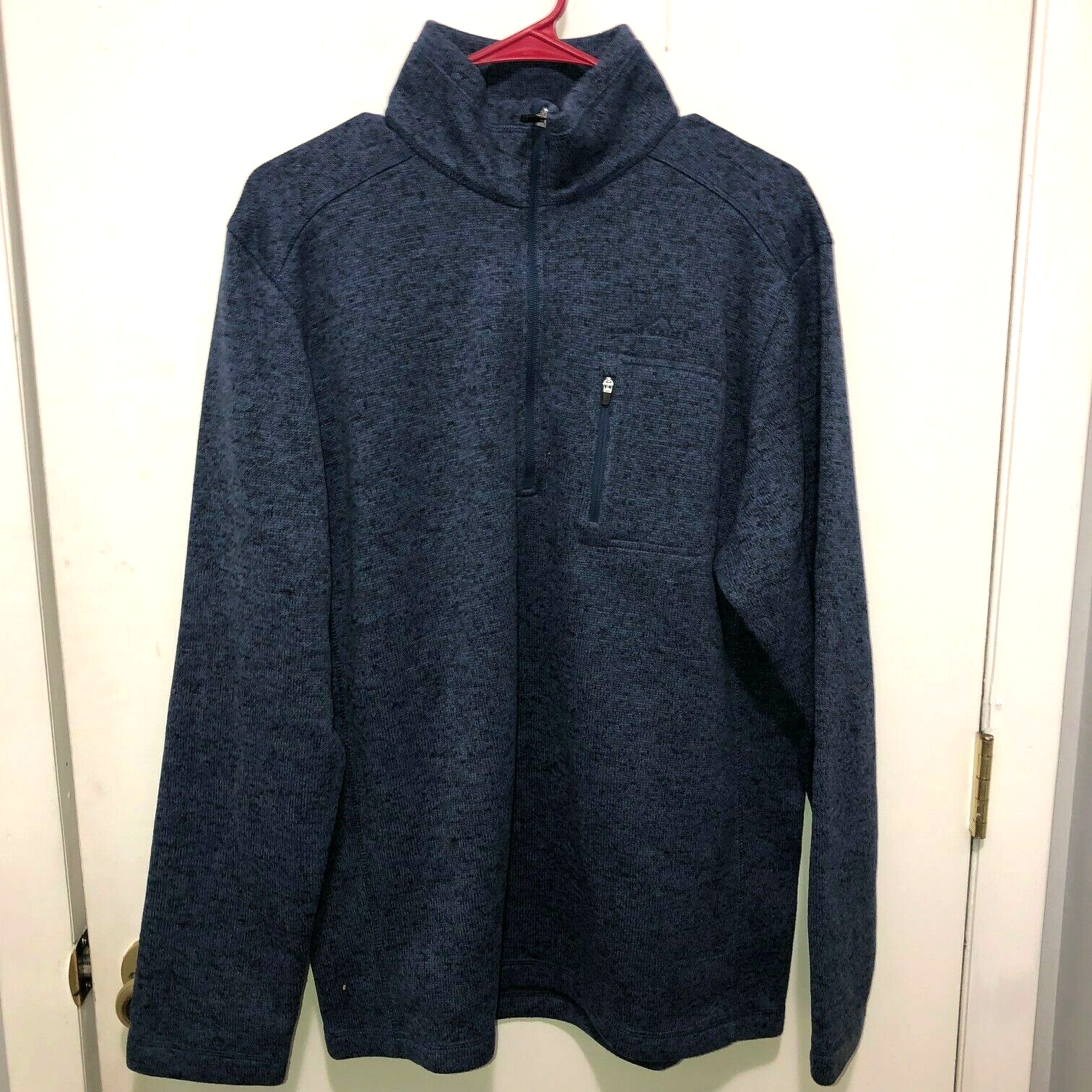 Primary image for Eddie Bauer 1/2 Zip Fleece Lined Pullover Sweater Men's SZ Large Marled Blue NEW