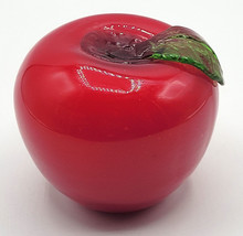 Art Glass Red Apple Green Stem Handblown Paper Weight Sun Catcher Collec... - $375.23 MXN