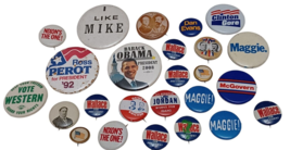 Lot of 24 Presidential/ Local Campaign Patriotic Pin Back Buttons 1930s-... - $41.56