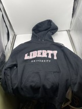 Vtg Champion Mens Medium M Liberty University Spell Out Hoodie Sweatshirt - £35.60 GBP