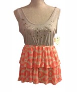 NEW Self Esteem Gray Coral Ruffled Babydoll Tank Top with Stud Detail Ju... - $12.86