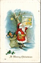Christmas Santa Claus At Night Toy Sack 1916 St Johns Michigan Postcard U17 - £11.67 GBP