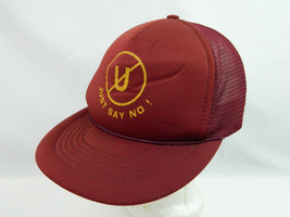 Vintage Just say No Maroon trucker hat / cap Snapback one size - £9.33 GBP