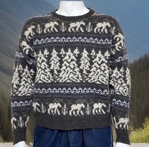 Eddie Bauer Vtg Wool Blend Sweater Mens M Icelandic Moose Evergreen Made... - $85.42
