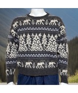 Eddie Bauer Vtg Wool Blend Sweater Mens M Icelandic Moose Evergreen Made... - $1,589.10 MXN