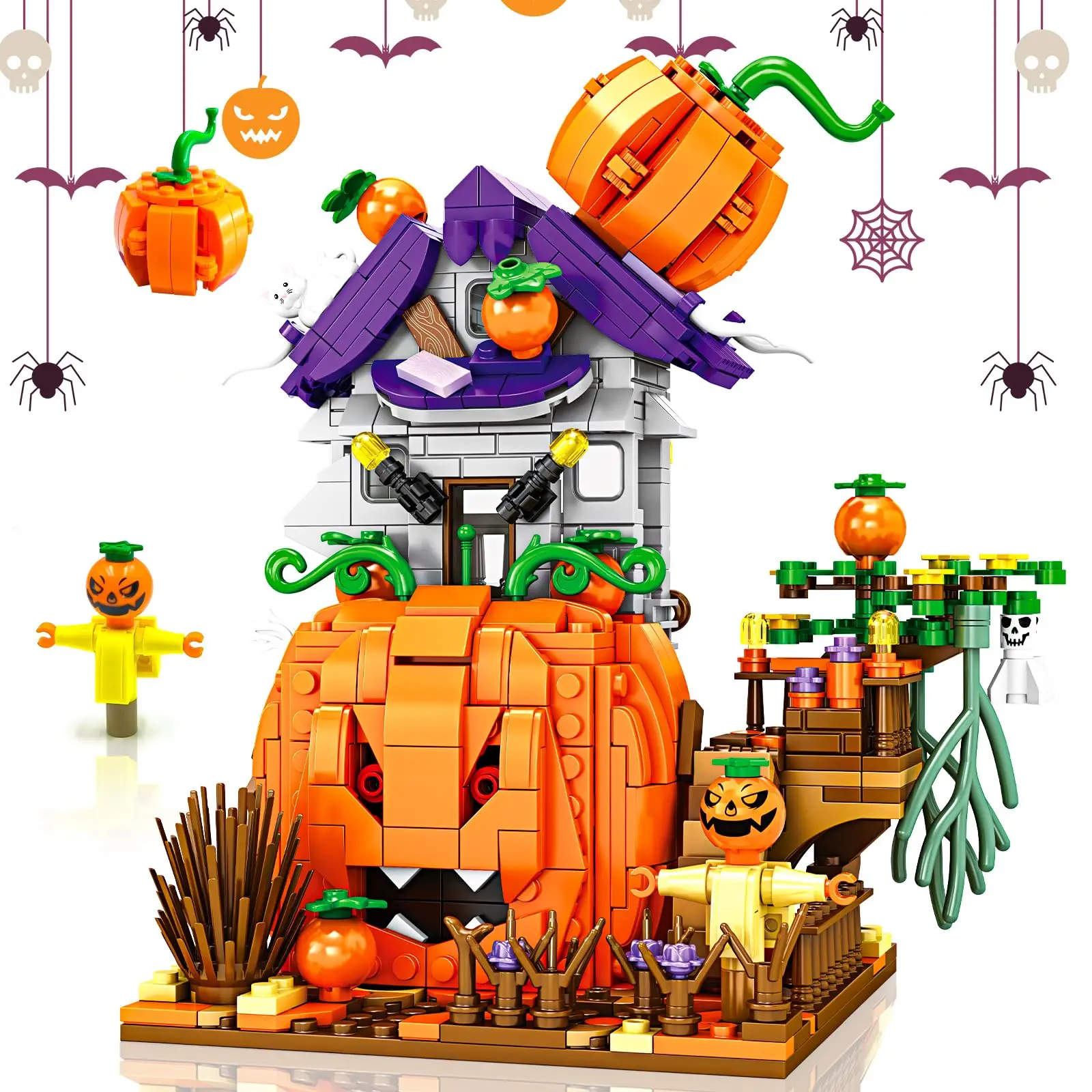 ToylinX Halloween Pumpkin House Building Set, 723 PCS Halloween Decor Cabin - £16.64 GBP+