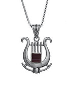 Jerusalem Nano Bible Torah Pendant King David&#39;s Harp Necklace Silver 925 Gift - £93.42 GBP