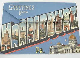 Vintage Harrisburg Pennsylvania Souvenir Post Card Book 16 Color Pictures 1945 - £5.13 GBP