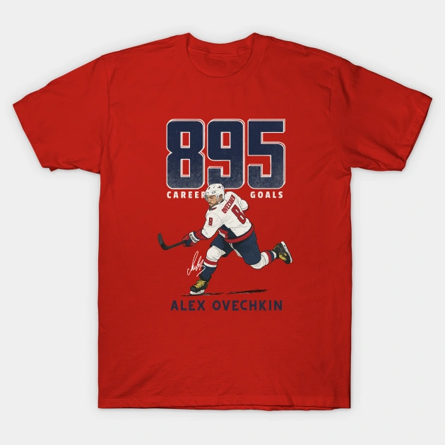 Alex Ovechkin #8 895 Goals Hockey Cartoon-Khao802 T-Shirt - $322.03 MXN
