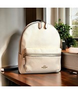 Coach Medium Charlie Pebbled Leather Backpack Chalk Color Gold Detail F3... - $149.99