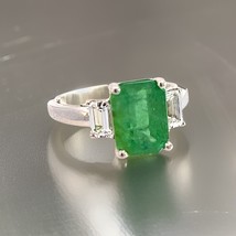 Natural Emerald Sapphire Ring 6.25 14k White Gold 3.49 TCW Certified $4,970 3106 - £1,891.35 GBP
