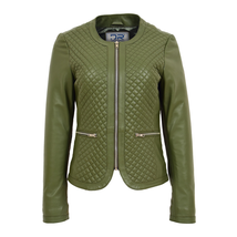 DR209 Smart Quilted Biker Style Jacket Green - £138.34 GBP