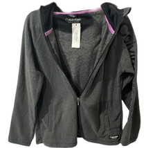 Calvin Klein Gray Front Zip Hoodie Pink Trim Athletic Jacket Size Medium New - £30.29 GBP