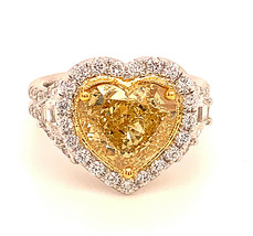GIA 5.23ct Natural Fancy Yellow Diamonds Engagement Ring 18K Solid Gold Heart  - £52,597.62 GBP