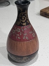 The Heritage Mint - Ceramic Floral/Decorative Vase - Faux Wood Grain - Red/Brown - £8.10 GBP