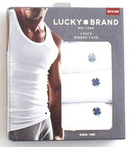 Lucky Brand White Cotton Ribbed Tank 4 in Package New in Box Men&#39;s  - £39.22 GBP
