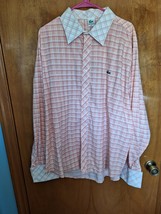 Lacoste Striped Button Down Shirt Mens XL Orange White Long Sleeve Flip ... - $16.82