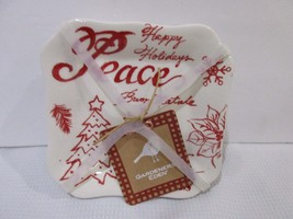 Gardeners Eden HOLIDAYS Christmas Red Ceramic Dessert Appetizer Plates Set of 4 - $23.75