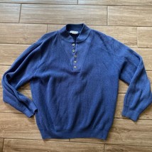 Vintage LL Bean 1/4 Zip Pullover Sweater Mens Large Heavy Knit Cotton Mock Neck - £31.63 GBP