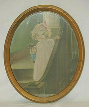 Bessie Pease Gutmann Good Morning Picture Art Print Oval Metal Frame - £62.52 GBP
