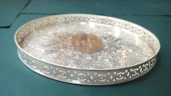 1966 vintage HEAVY SILVERPLATE ENGLAND TRAY engr W.C.C. BOWLING CHAMPS E.POSNER - $67.27