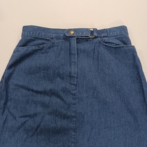 Talbots Petites Women's Blue Cotton Front Zipper Denim Skirt Pockets Size 8 image 11